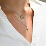 Collar Corazón de Zafiros y Diamantes en Plata