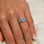 Anillo de Compromiso Halo Clásico Diamante Doble Banda