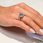 Anillo de Compromiso aguamarina luxe 8x6 MM