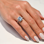 Anillo de Compromiso aguamarina luxe 8x6 MM