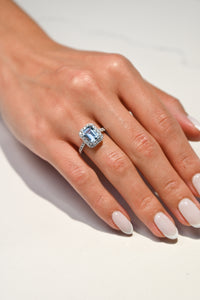 Anillo de Compromiso aguamarina luxe 8x6 MM