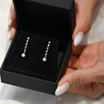 Aros de Tenis con Diamantes de Laboratorio y Perlas de Agua Dulce en Oro 14K