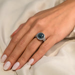 Anillo Halo Diamante Azul en Platino | Diamantes de Laboratorio IGI