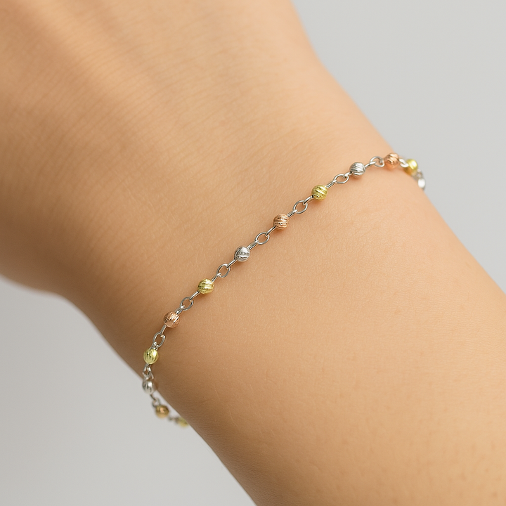 Pulsera Tricolor Esferas 18K