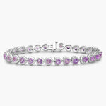 Pulsera de Amatista en Forma de Corazón en Plata 925