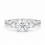 Anillo de Compromiso Laurel con Diamantes Redondos y Marquise