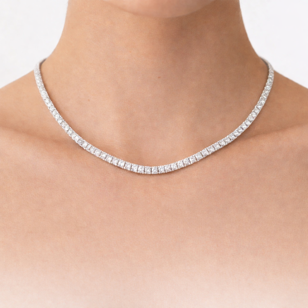 Collar Tennis de Moissanita 9 CT en Plata 925 – Corte Brillante