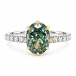 Anillo Solitario Pavé con Diamante Verde Fancy Green de Laboratorio 3.16 ct