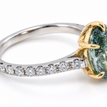Anillo Solitario Pavé con Diamante Verde Fancy Green de Laboratorio 3.16 ct