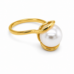 Anillo Solitario de Perla en Oro Amarillo 18K | Diseño Clásico Elegante