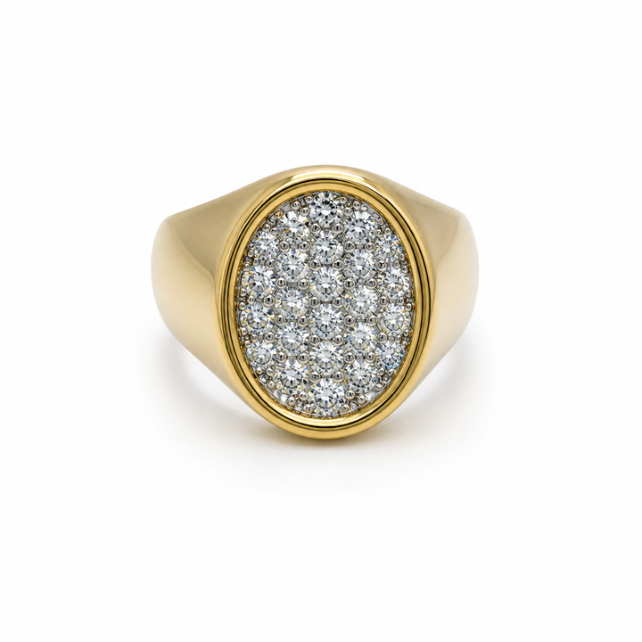 Anillo Sello con Diamantes en Oro 18K | Diseño Clásico y Elegante