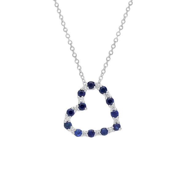 Collar Corazón de Zafiros y Diamantes en Plata