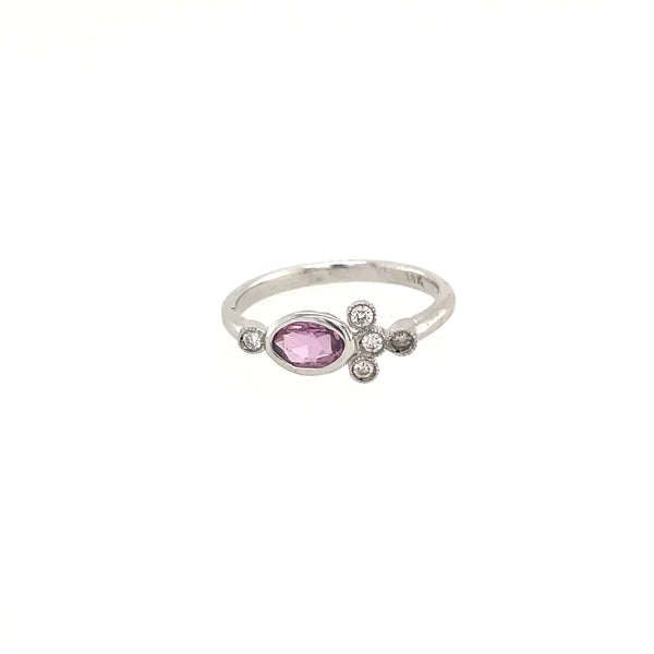 Anillo Moda Turmalina Rosa