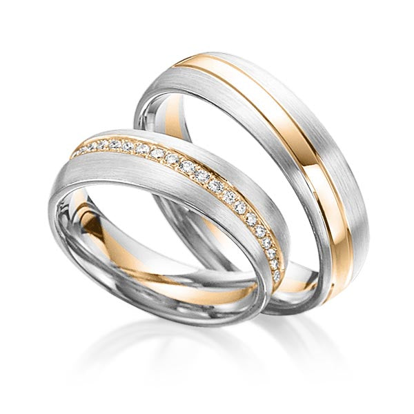 Argolla de Matrimonio Bicolor Diamantes Argolla Matrimonio Bicolor Elegante KONSENS