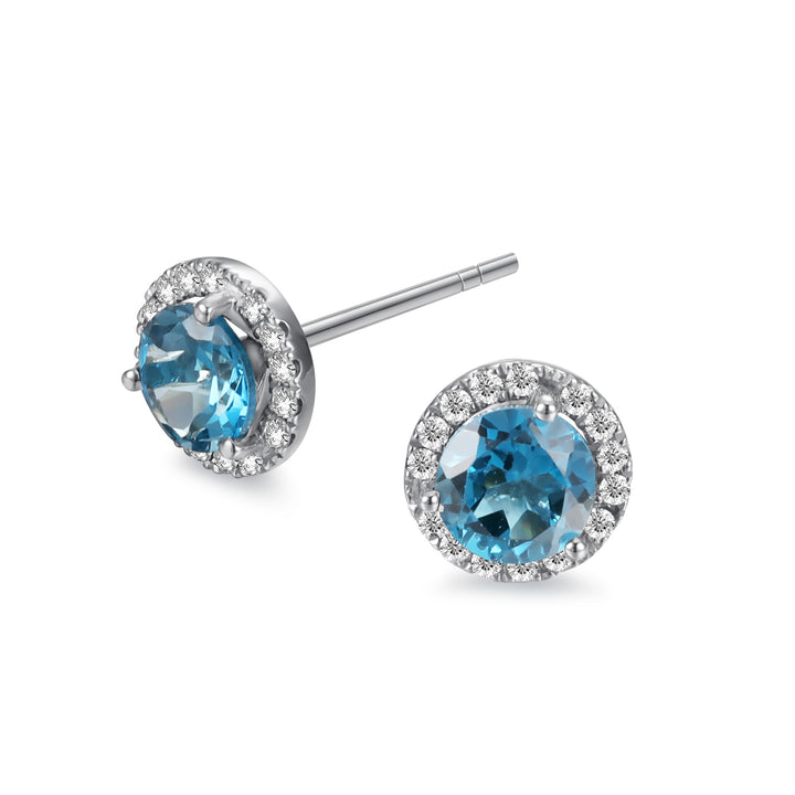 Aros Halo de Diamantes y Topacios London blue