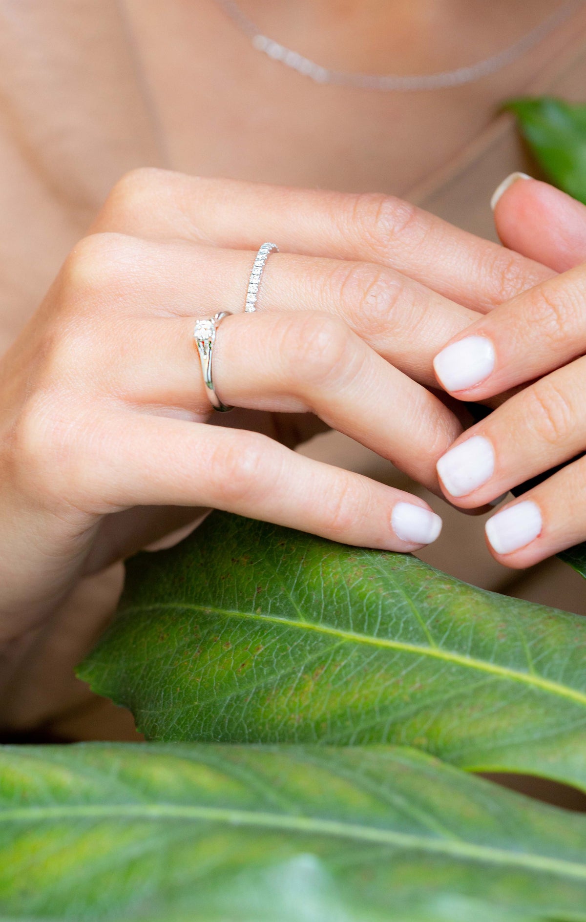 Anillo de Compromiso De Moissanite Solitario Doble Brazo