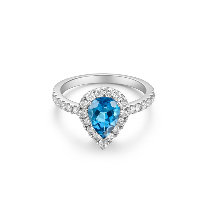 Anillo de Compromiso halo Pera London Blue