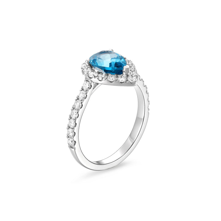 Anillo de Compromiso halo Pera London Blue