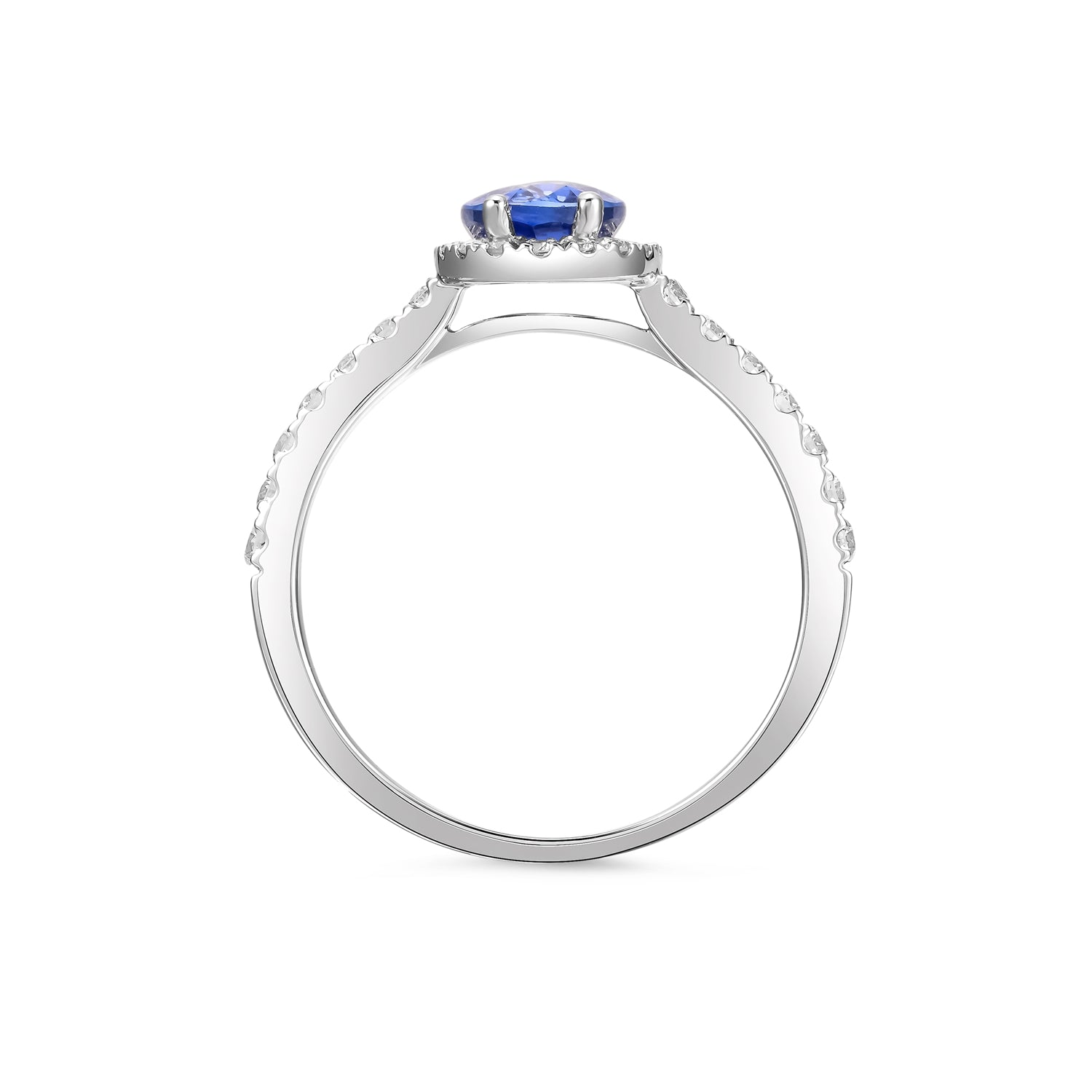 Anillo de Diamantes Zafiro Azul Oval 7x5 MM