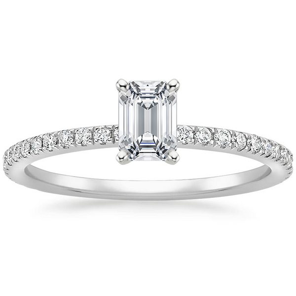 Anillo de Compromiso Solitario Micropave Esmeralda