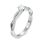 Anillo De Diamantes Solitario Pave Trenzado - KONSENS