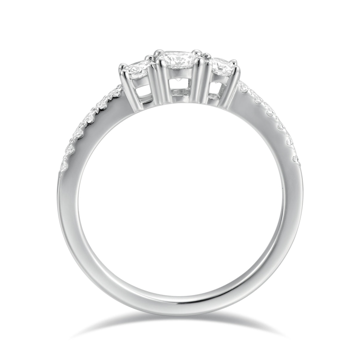 Anillo de Compromiso de diamantes tres piedras Glam