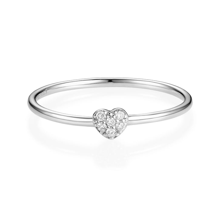 Anillo Solitario Mini Corazón de Diamantes